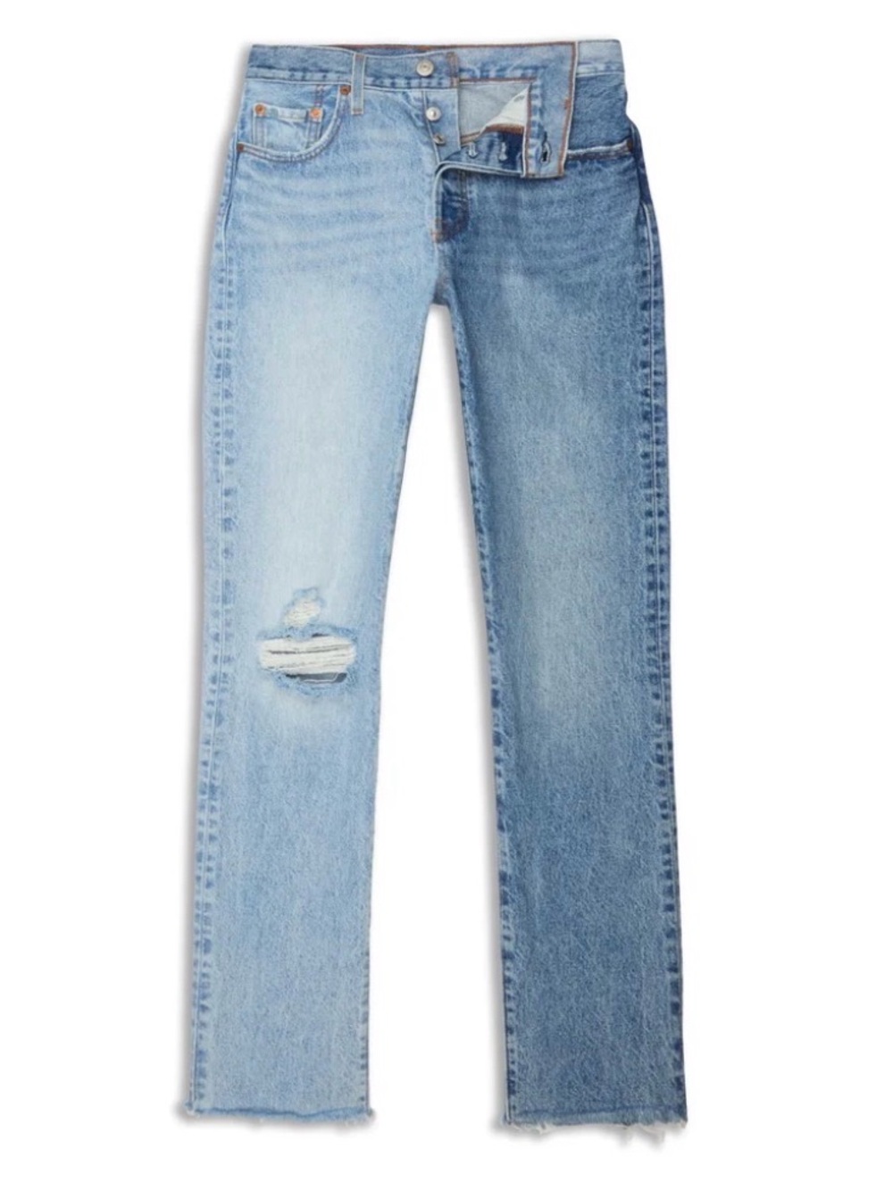 Levi's Two-Tone Light & Medium Blue Cropped Jeans